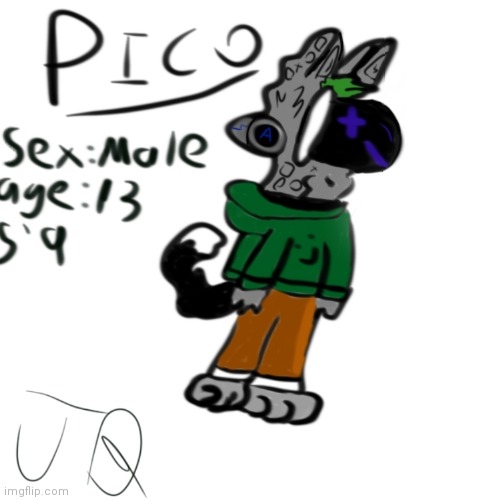 Yo here's my fursona his name is Pico! A LGBT, Gun Owning, Protogen | image tagged in art,pico,stop reading the tags | made w/ Imgflip meme maker