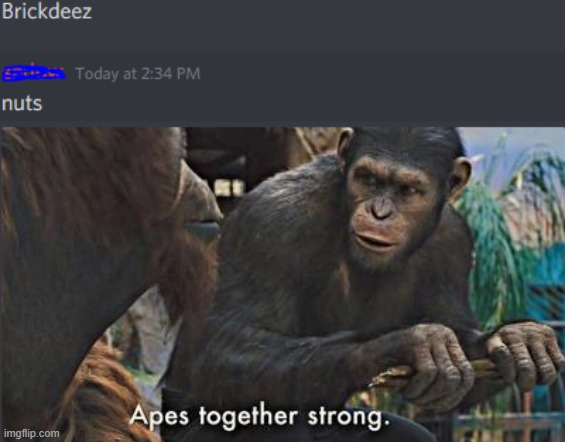 Apes together strong | image tagged in discord,video games | made w/ Imgflip meme maker