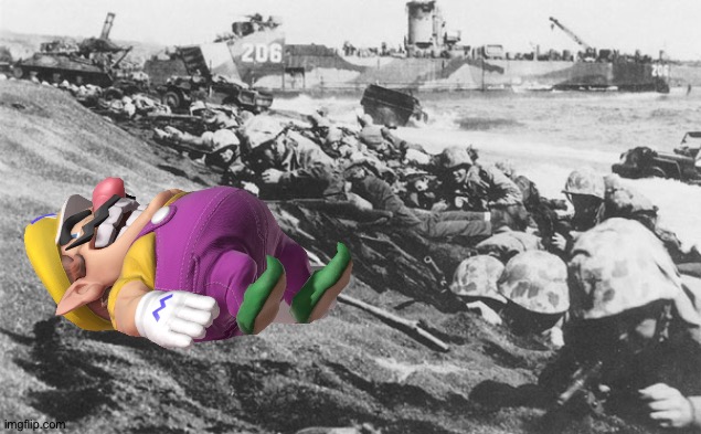 Wario is killed in the Battle of Iwo Jima by a stray bullet.mp3 | image tagged in marines usmc iwo jima | made w/ Imgflip meme maker