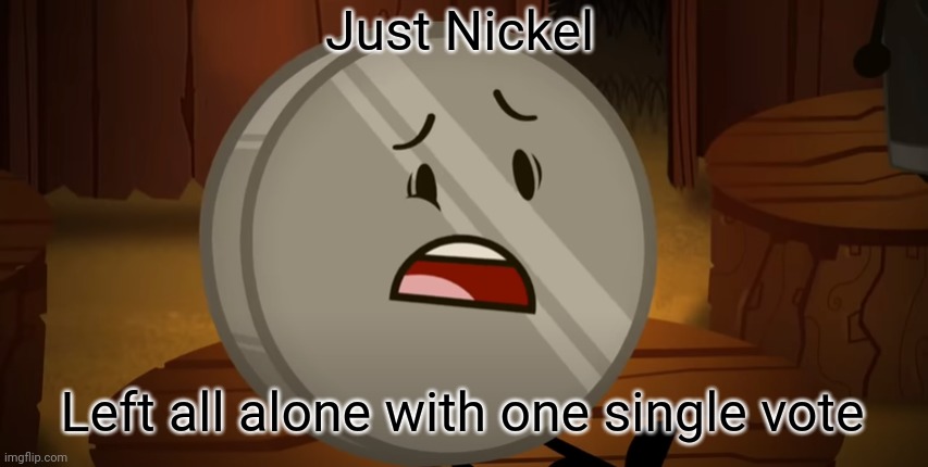 Nickel, I Voted For You Tonight | Just Nickel; Left all alone with one single vote | image tagged in nickel i voted for you tonight | made w/ Imgflip meme maker