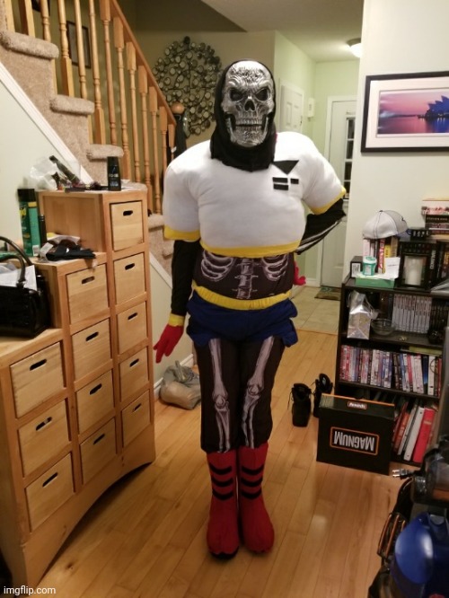 Me attempting a Papyrus cosplay | made w/ Imgflip meme maker