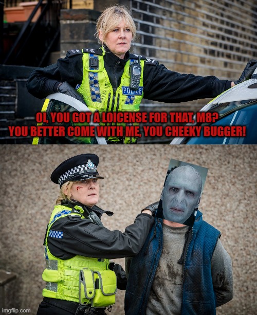 OI, YOU GOT A LOICENSE FOR THAT, M8?
YOU BETTER COME WITH ME, YOU CHEEKY BUGGER! | made w/ Imgflip meme maker