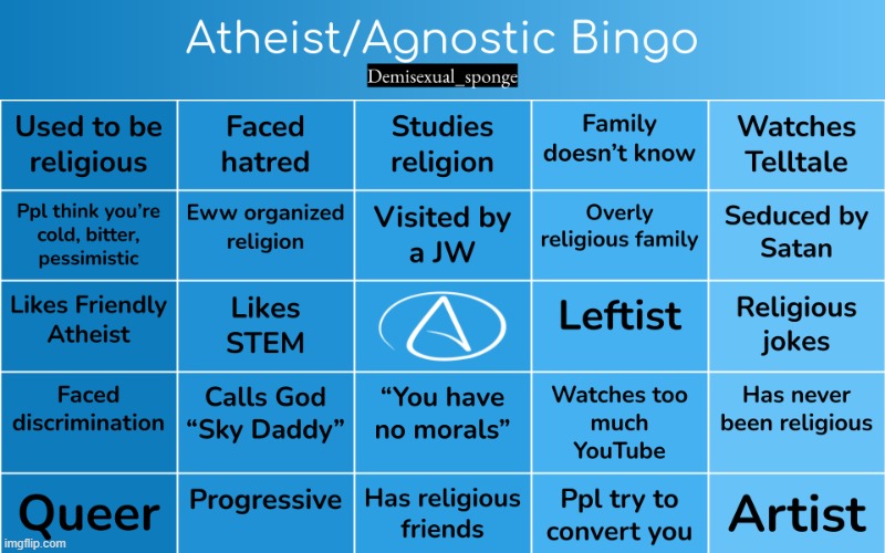 AA bingo | image tagged in demisexual_sponge,aa bingo | made w/ Imgflip meme maker