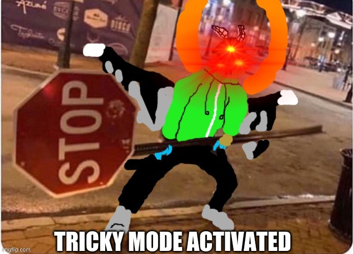 Carlos weilding a stop sign | TRICKY MODE ACTIVATED | image tagged in carlos weilding a stop sign | made w/ Imgflip meme maker