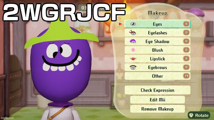 someone made Goofy Grape in miitopia- | made w/ Imgflip meme maker