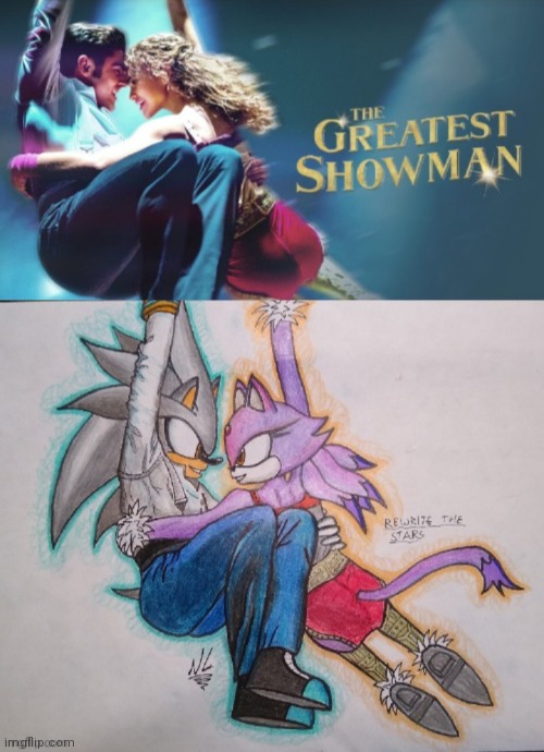 Made this today with my two favorite characters. Enjoy! | image tagged in silvaze,shipping,art,drawings,fanart,greatest showman | made w/ Imgflip meme maker