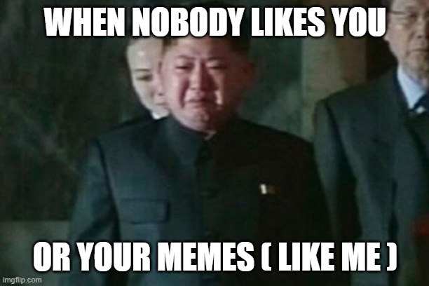 Kim Jong Un Sad Meme | WHEN NOBODY LIKES YOU OR YOUR MEMES ( LIKE ME ) | image tagged in memes,kim jong un sad | made w/ Imgflip meme maker