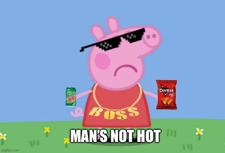 Boss Peppa | MAN’S NOT HOT | image tagged in boss peppa | made w/ Imgflip meme maker