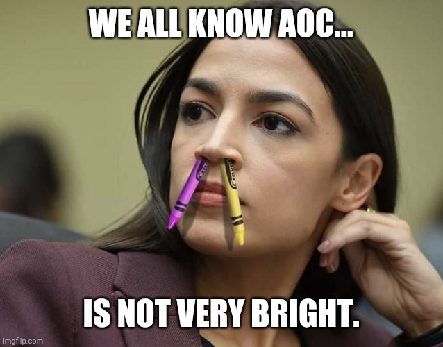 Just think of how bright her voters are. | WE ALL KNOW AOC... IS NOT VERY BRIGHT. | image tagged in memes | made w/ Imgflip meme maker