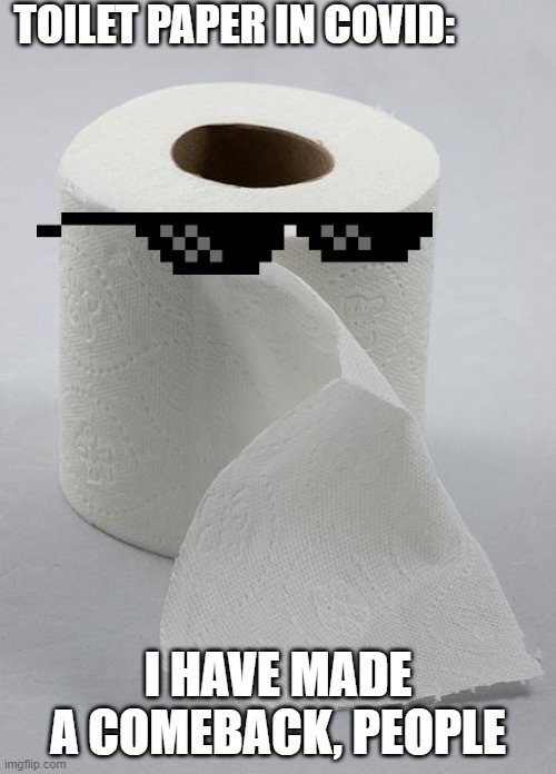 toilet paper | TOILET PAPER IN COVID:; I HAVE MADE A COMEBACK, PEOPLE | image tagged in toilet paper | made w/ Imgflip meme maker