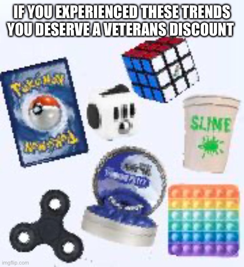 Fidgets of the past | IF YOU EXPERIENCED THESE TRENDS YOU DESERVE A VETERANS DISCOUNT | image tagged in funny,memes,veteran discount,trends,school,oh wow are you actually reading these tags | made w/ Imgflip meme maker