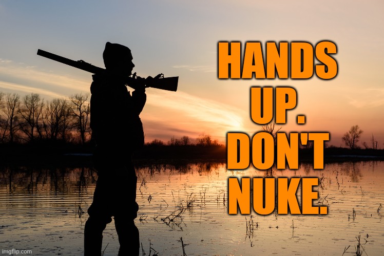 That time biden said he was going to nuke American gun owners. | HANDS UP. DON'T NUKE. | image tagged in guns,biden | made w/ Imgflip meme maker