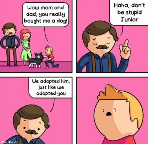 Woah | image tagged in comics/cartoons,adopted,dog,child | made w/ Imgflip meme maker