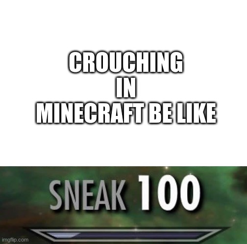 the best way to hide is simply by pressing shift | CROUCHING IN MINECRAFT BE LIKE | image tagged in sneak 100 | made w/ Imgflip meme maker