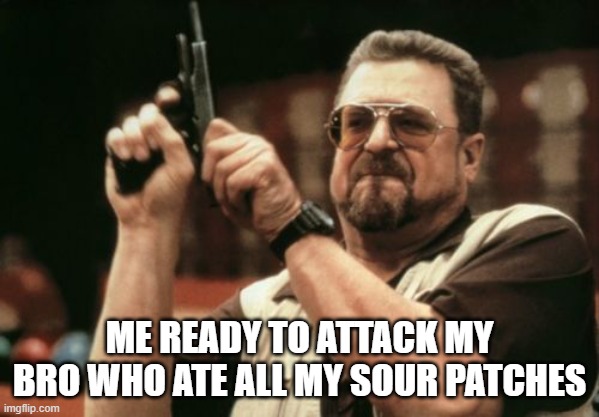 My sour patches !! | ME READY TO ATTACK MY BRO WHO ATE ALL MY SOUR PATCHES | image tagged in memes,am i the only one around here | made w/ Imgflip meme maker