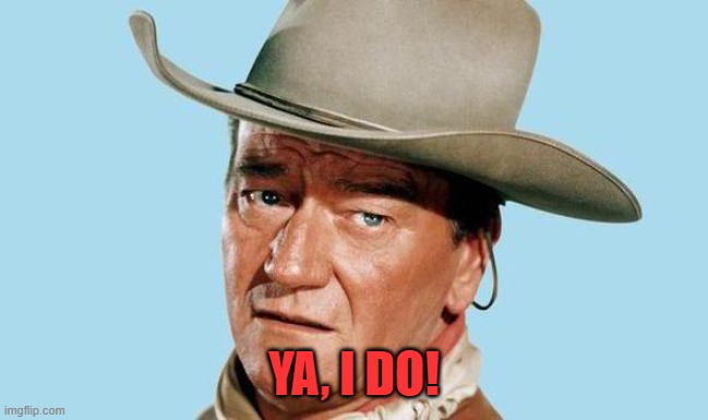 John Wayne | YA, I DO! | image tagged in john wayne | made w/ Imgflip meme maker