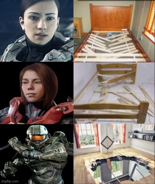 In the bed | image tagged in halo 5,xbox,videogames,master chief | made w/ Imgflip meme maker