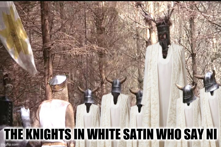 THE KNIGHTS IN WHITE SATIN WHO SAY NI | made w/ Imgflip meme maker