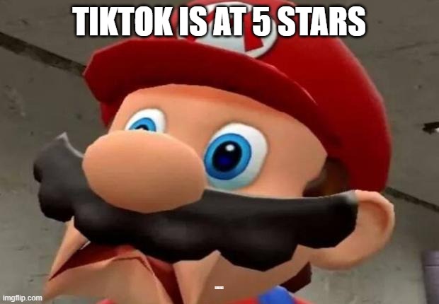 Mario WTF |  TIKTOK IS AT 5 STARS; (JKJK) | image tagged in mario wtf | made w/ Imgflip meme maker