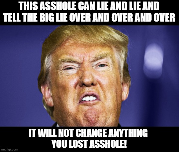 Psychopath Criminal Conman TWICE-IMPEACHED Ex-President | THIS ASSHOLE CAN LIE AND LIE AND TELL THE BIG LIE OVER AND OVER AND OVER; IT WILL NOT CHANGE ANYTHING 
YOU LOST ASSHOLE! | image tagged in trump is going to jail,trump organization indicted | made w/ Imgflip meme maker