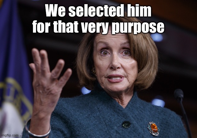 Good old Nancy Pelosi | We selected him for that very purpose | image tagged in good old nancy pelosi | made w/ Imgflip meme maker