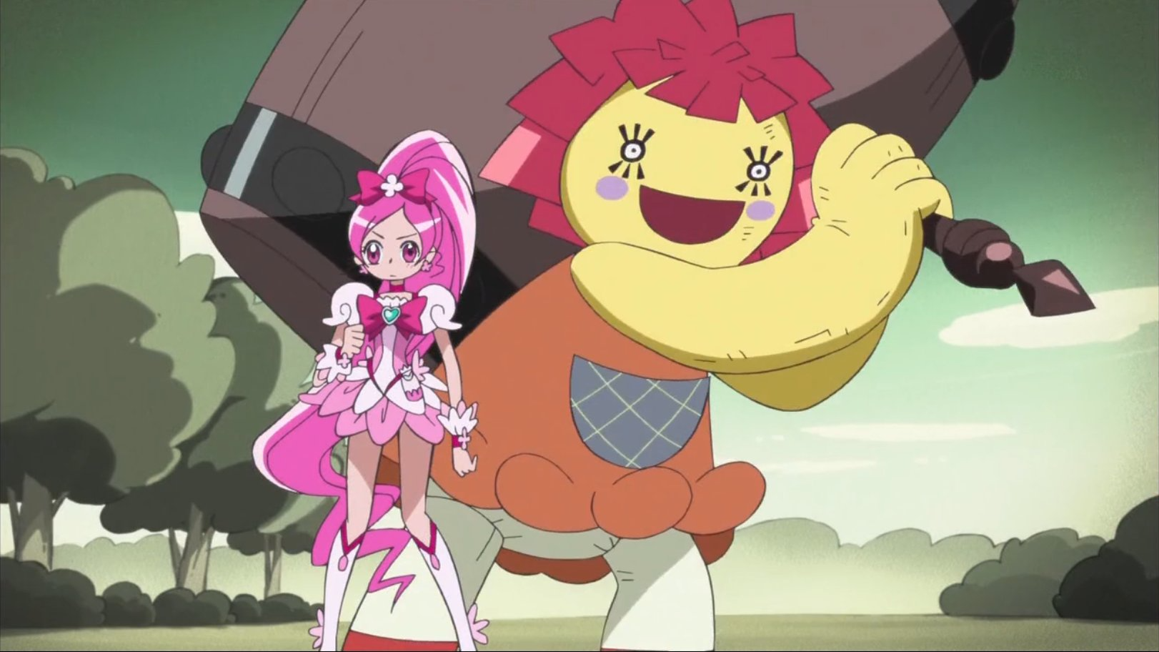 High Quality Cure Blossom about to get hit by evil doll (Heartcatch PreCure!) Blank Meme Template