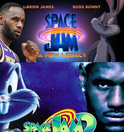 High Quality Space Jam 2 poster LeBron James  2 parts Blank Meme Template
