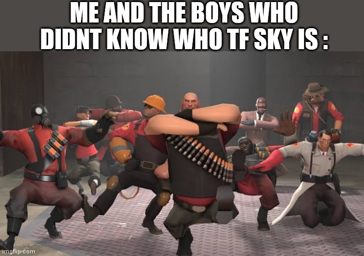 Kazotsky Kick | ME AND THE BOYS WHO DIDNT KNOW WHO TF SKY IS : | image tagged in kazotsky kick | made w/ Imgflip meme maker