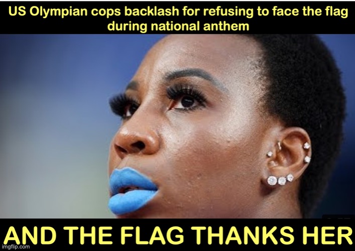 Olympian disrespects the US flag | image tagged in olympics | made w/ Imgflip meme maker