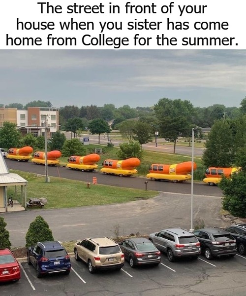 The street in front of your house when you sister has come home from College for the summer. | image tagged in sis | made w/ Imgflip meme maker