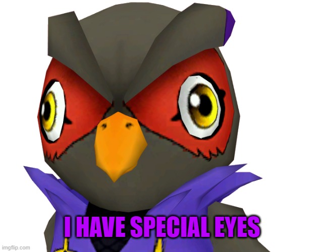 I think there's something wrong with Falcomon's eyes. | I HAVE SPECIAL EYES | image tagged in digimon,falcomon,video games,digimon savers,digimon data squad,i have special eyes | made w/ Imgflip meme maker