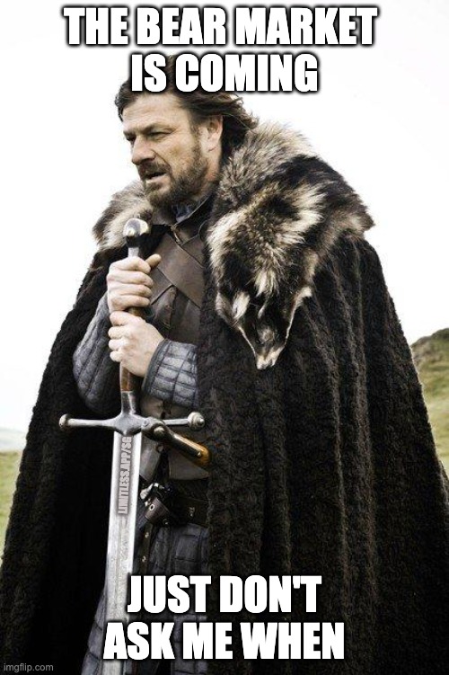 Brace Yourself | THE BEAR MARKET 
IS COMING; LIMITLESS.APP/SG; JUST DON'T ASK ME WHEN | image tagged in brace yourself | made w/ Imgflip meme maker
