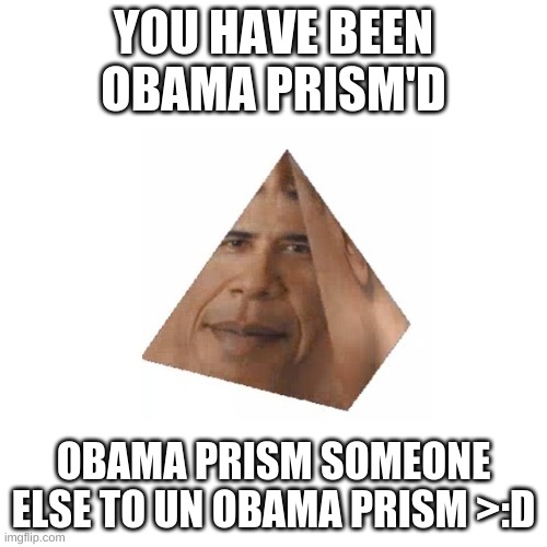 u just got.... | YOU HAVE BEEN OBAMA PRISM'D; OBAMA PRISM SOMEONE ELSE TO UN OBAMA PRISM >:D | image tagged in obama prism | made w/ Imgflip meme maker