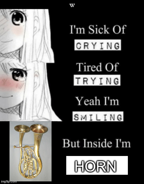 I'm Sick Of Crying | w; HORN | image tagged in i'm sick of crying | made w/ Imgflip meme maker