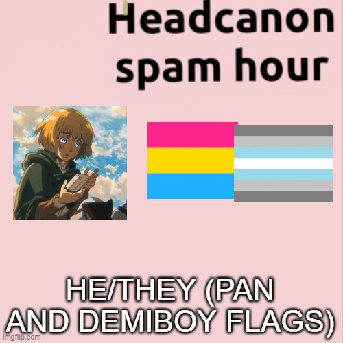 HE/THEY (PAN AND DEMIBOY FLAGS) | made w/ Imgflip meme maker