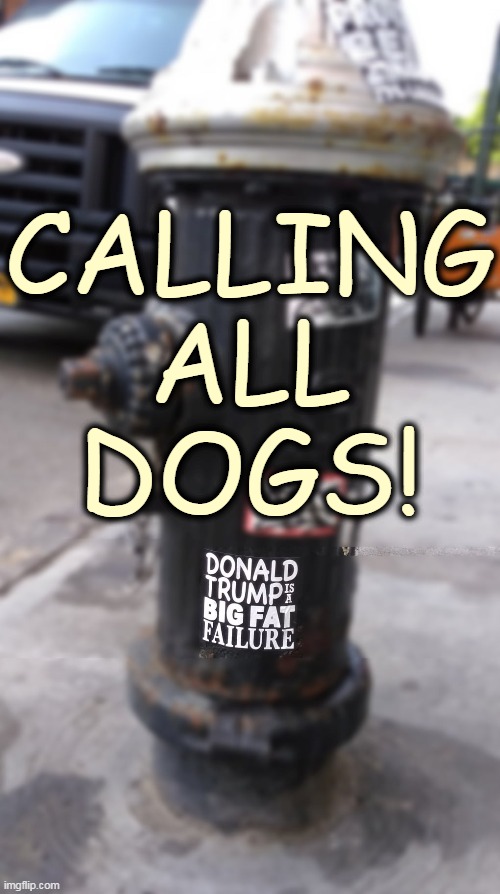 Can't argue with that. | CALLING
ALL
DOGS! | image tagged in trump,big,fat,failure | made w/ Imgflip meme maker