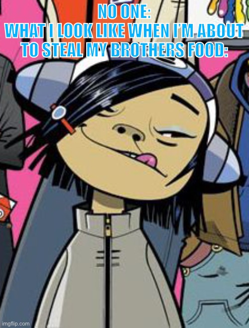 Lil Noodle:D | NO ONE:
WHAT I LOOK LIKE WHEN I’M ABOUT TO STEAL MY BROTHERS FOOD: | image tagged in gorillaz,brothers,food | made w/ Imgflip meme maker