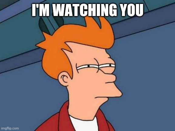 Futurama Fry Meme | I'M WATCHING YOU | image tagged in memes,futurama fry | made w/ Imgflip meme maker