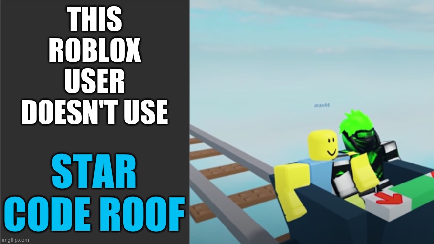 THIS ROBLOX USER
DOESN'T USE; STAR CODE ROOF | made w/ Imgflip meme maker