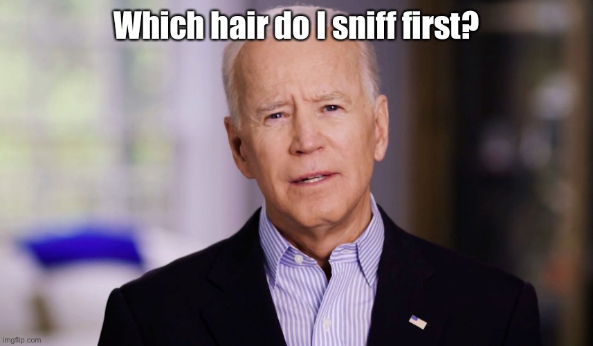 Joe Biden 2020 | Which hair do I sniff first? | image tagged in joe biden 2020 | made w/ Imgflip meme maker