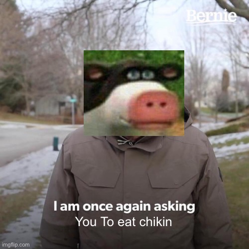 Moderate it please or u have failed | You To eat chikin | image tagged in memes,bernie i am once again asking for your support | made w/ Imgflip meme maker