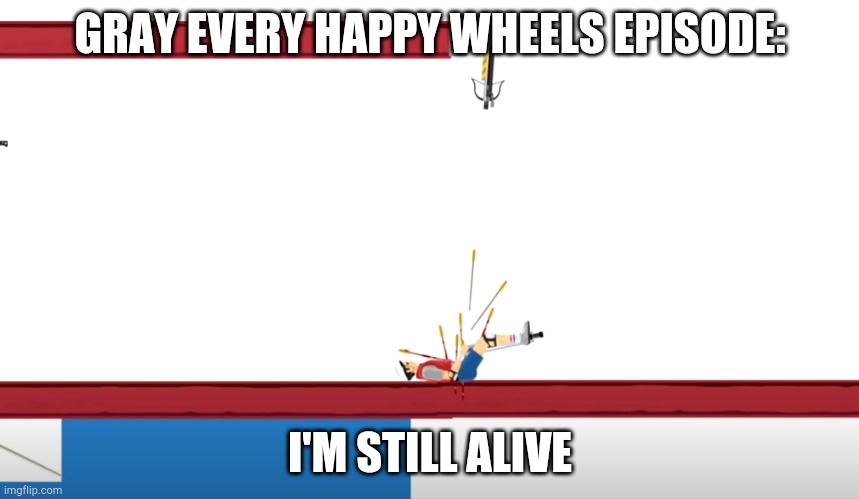 Graystillplays Pain | GRAY EVERY HAPPY WHEELS EPISODE:; I'M STILL ALIVE | image tagged in graystillplays pain,im still alive | made w/ Imgflip meme maker
