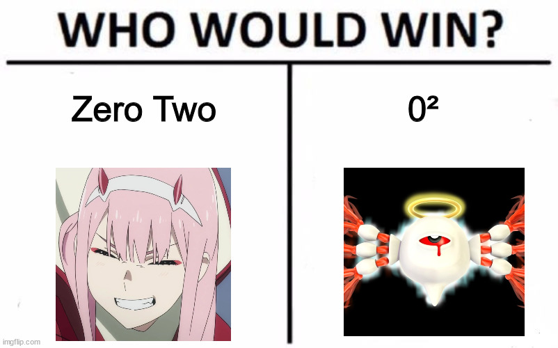putting my money on 0² | Zero Two; 0² | image tagged in memes,who would win | made w/ Imgflip meme maker