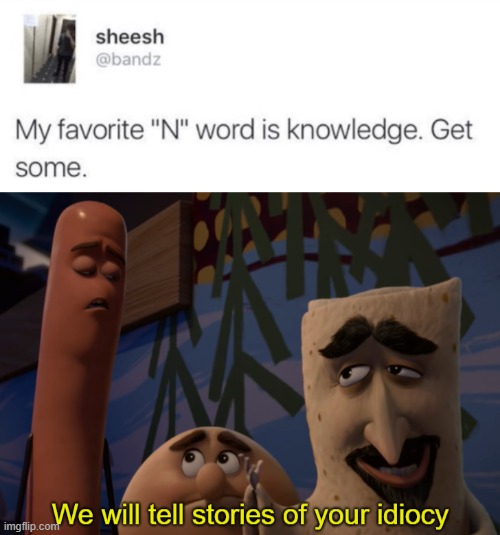 Knowledge starts with a "K", you idiot! | image tagged in memes,we will tell stories of your idiocy,idiots,funny,twitter,stupidity | made w/ Imgflip meme maker