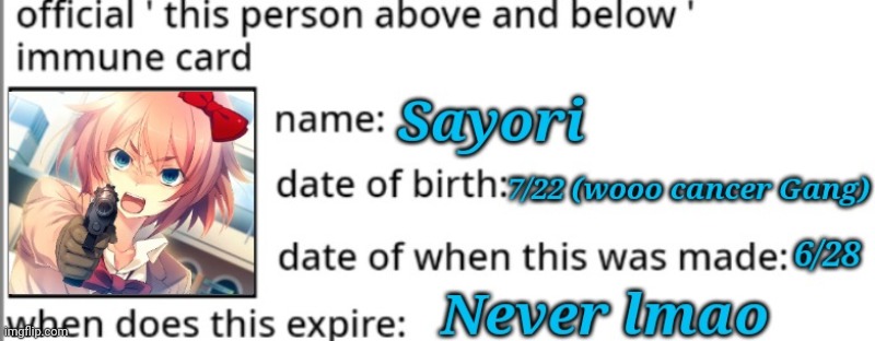 Æ | image tagged in sayori's immune to above and below card | made w/ Imgflip meme maker