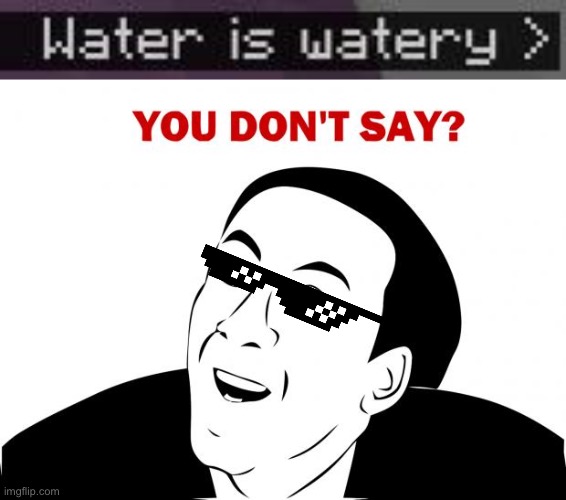 Yes, this actually happened | image tagged in memes,you don't say,water,minecraft,water is watery,the more you know | made w/ Imgflip meme maker