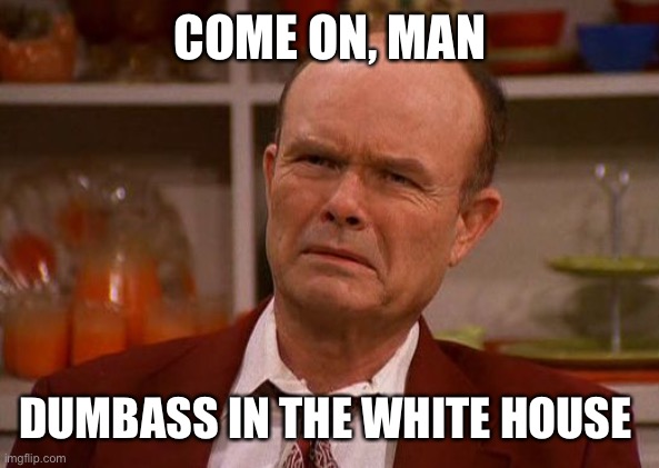 Displeased Red Forman | COME ON, MAN DUMBASS IN THE WHITE HOUSE | image tagged in displeased red forman | made w/ Imgflip meme maker