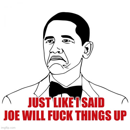 Not Bad Obama Meme | JUST LIKE I SAID
JOE WILL FUCK THINGS UP | image tagged in memes,not bad obama | made w/ Imgflip meme maker