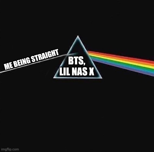 Ima go gay for these men damn!! | BTS, LIL NAS X; ME BEING STRAIGHT | image tagged in light in gay out | made w/ Imgflip meme maker
