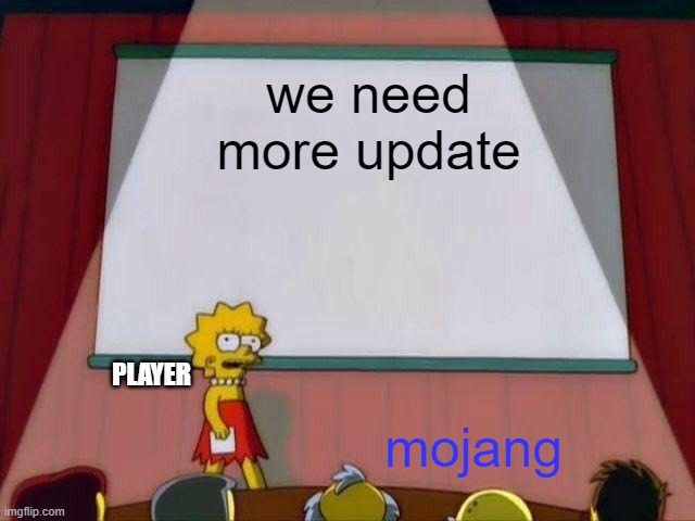 that right | we need more update; PLAYER; mojang | image tagged in lisa simpson's presentation,deth_by_dodo,that right we need it | made w/ Imgflip meme maker